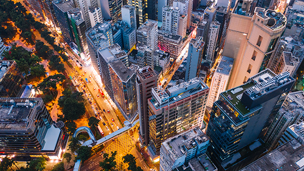 Birds eye view of a city